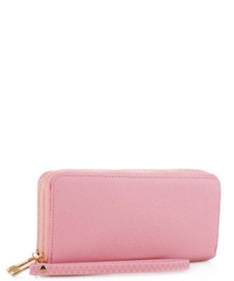 Simple Double Zip-Around Wallet OCK-W0095 PINK
